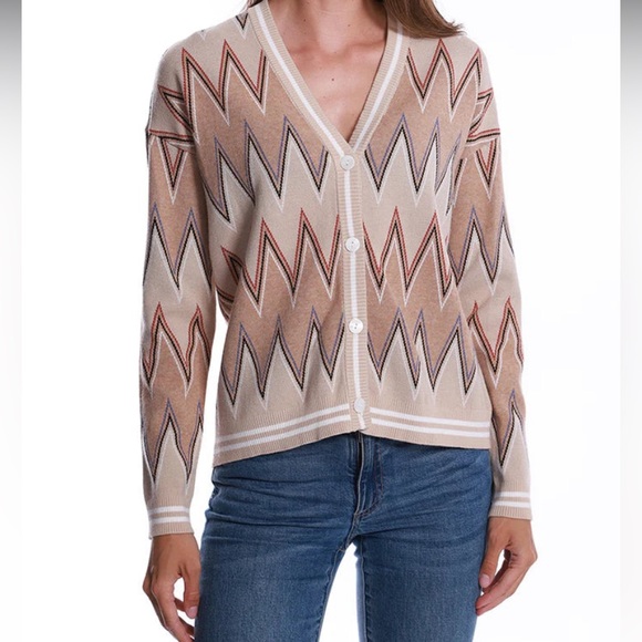 Minnie Rose Viscose Blend Chevron Cardigan Multi Color (read description) - Picture 11 of 15